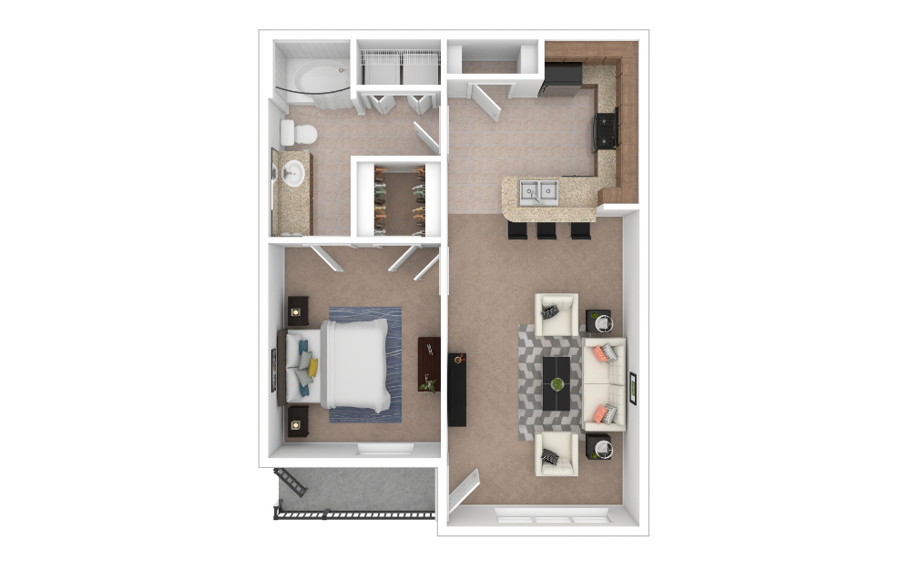 3D Furnished Floorplan - A1