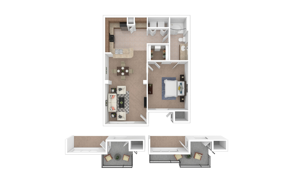 3D Furnished Floorplan - A2