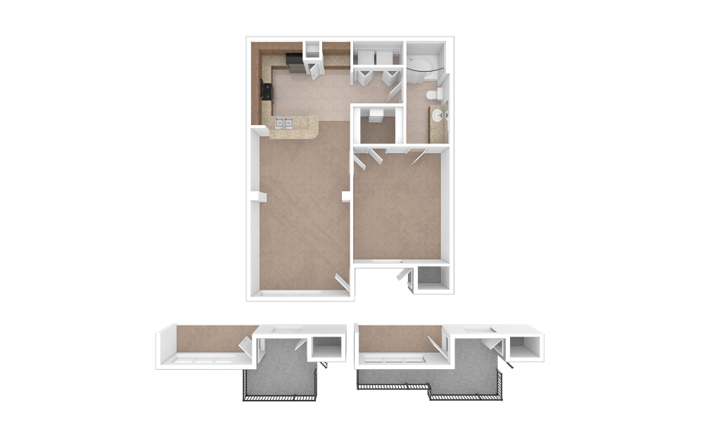 3D Unfurnished Floorplan -  A2