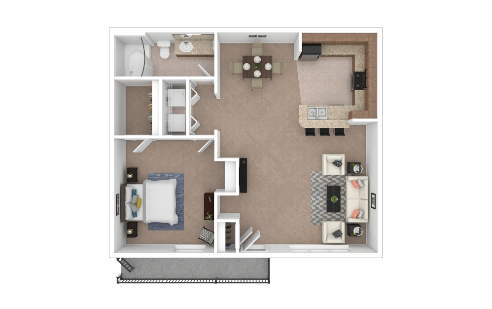 3D Furnished Floorplan - A3