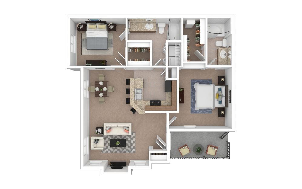 3D Furnished Floorplan - B2