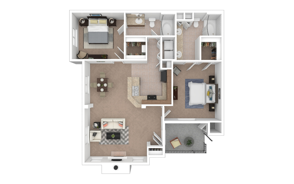 3D Furnished Floorplan - B3