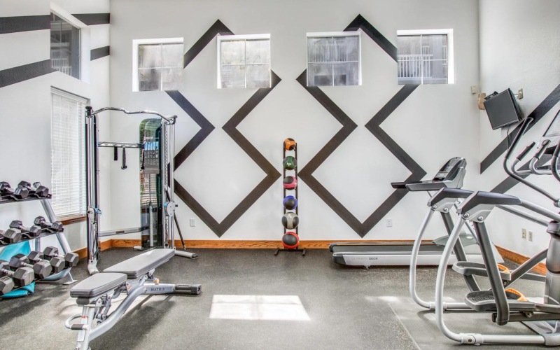 a gym with exercise equipment